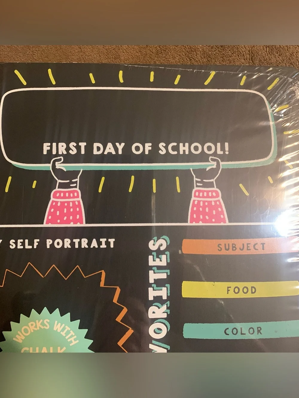 First Day of School Chalkboard Sign - Black Brand New with Chalk